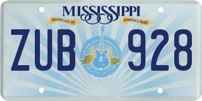 MS license plate ZUB928