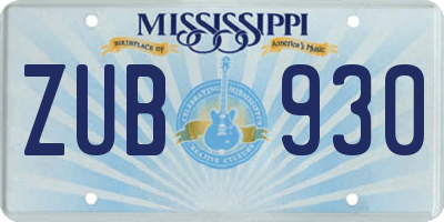 MS license plate ZUB930