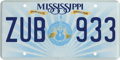 MS license plate ZUB933