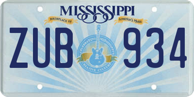 MS license plate ZUB934
