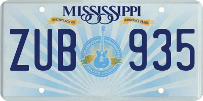 MS license plate ZUB935