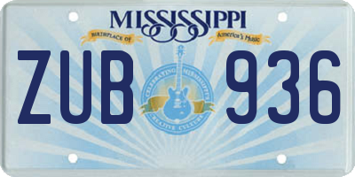 MS license plate ZUB936
