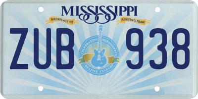 MS license plate ZUB938