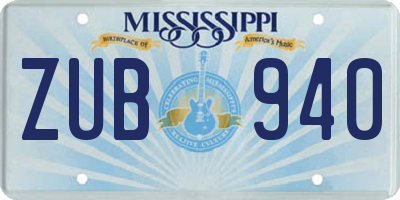 MS license plate ZUB940