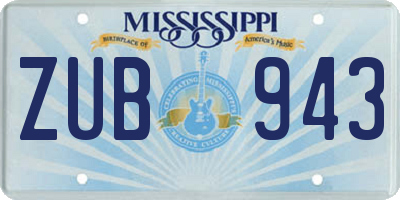 MS license plate ZUB943