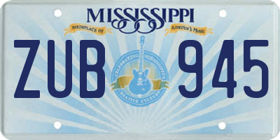 MS license plate ZUB945