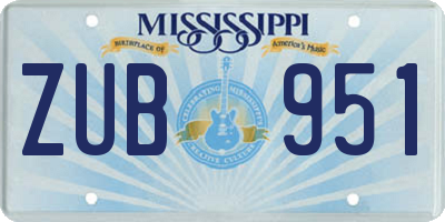 MS license plate ZUB951