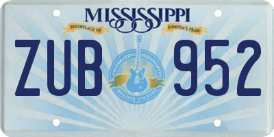 MS license plate ZUB952
