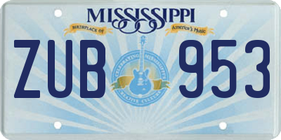 MS license plate ZUB953