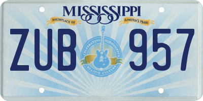 MS license plate ZUB957