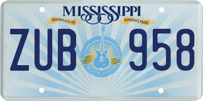MS license plate ZUB958
