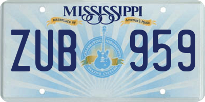 MS license plate ZUB959