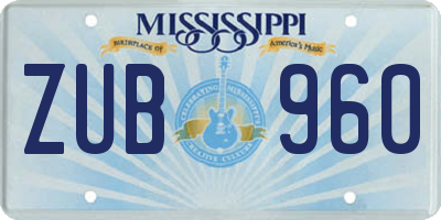 MS license plate ZUB960