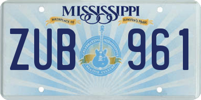 MS license plate ZUB961