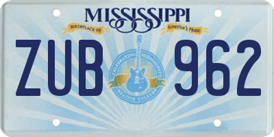 MS license plate ZUB962