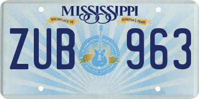 MS license plate ZUB963