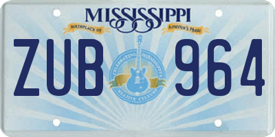 MS license plate ZUB964