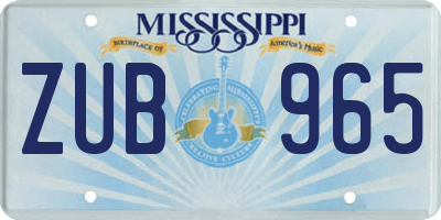 MS license plate ZUB965