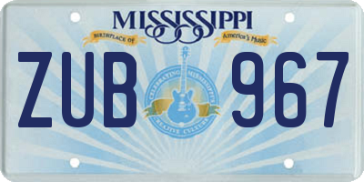 MS license plate ZUB967