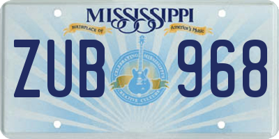 MS license plate ZUB968