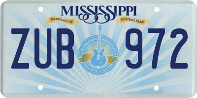 MS license plate ZUB972