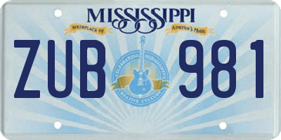 MS license plate ZUB981