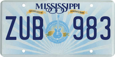 MS license plate ZUB983