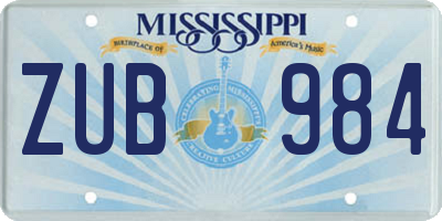 MS license plate ZUB984