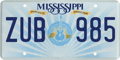 MS license plate ZUB985