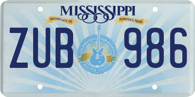 MS license plate ZUB986