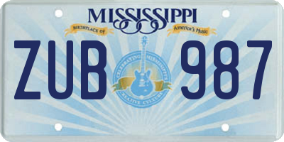 MS license plate ZUB987