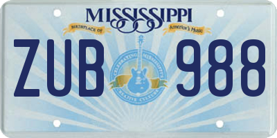 MS license plate ZUB988