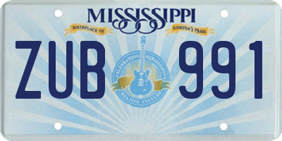 MS license plate ZUB991
