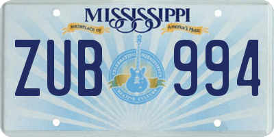 MS license plate ZUB994