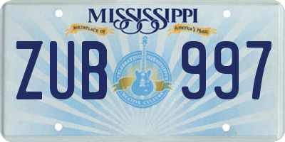 MS license plate ZUB997