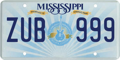 MS license plate ZUB999