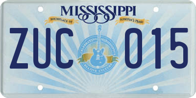 MS license plate ZUC015