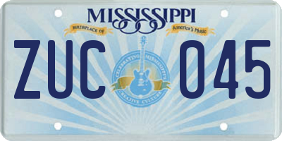 MS license plate ZUC045