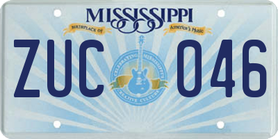 MS license plate ZUC046