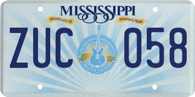MS license plate ZUC058