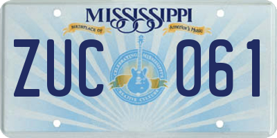 MS license plate ZUC061