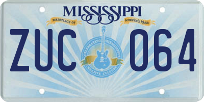 MS license plate ZUC064