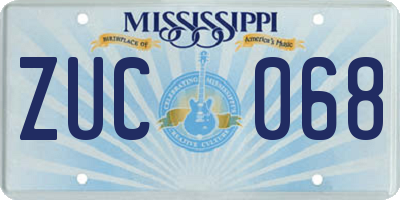 MS license plate ZUC068