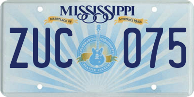 MS license plate ZUC075