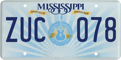 MS license plate ZUC078