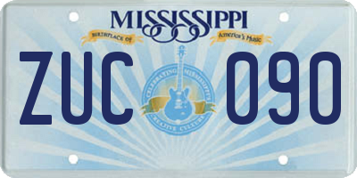 MS license plate ZUC090