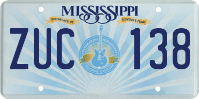 MS license plate ZUC138