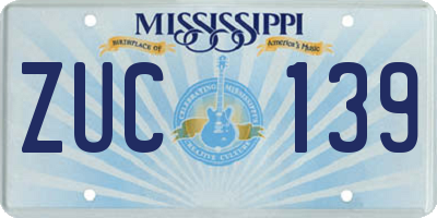 MS license plate ZUC139