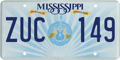 MS license plate ZUC149
