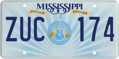 MS license plate ZUC174